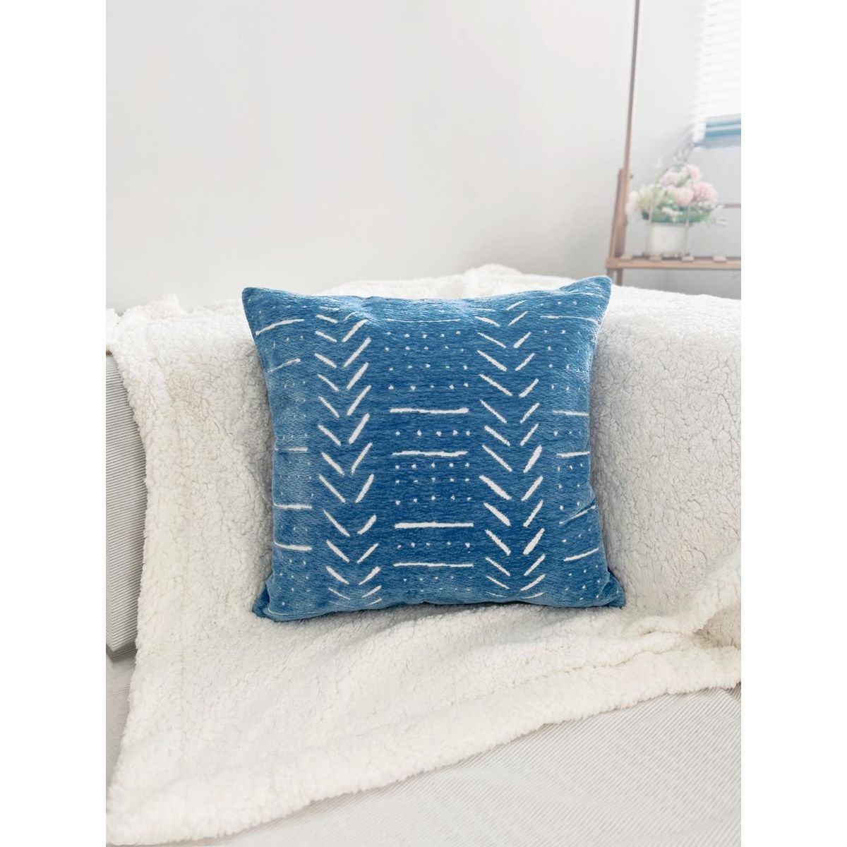 GENERICO - Funda De Cojin Modelo Chenille Geometrico Decorativa - Azul - 45