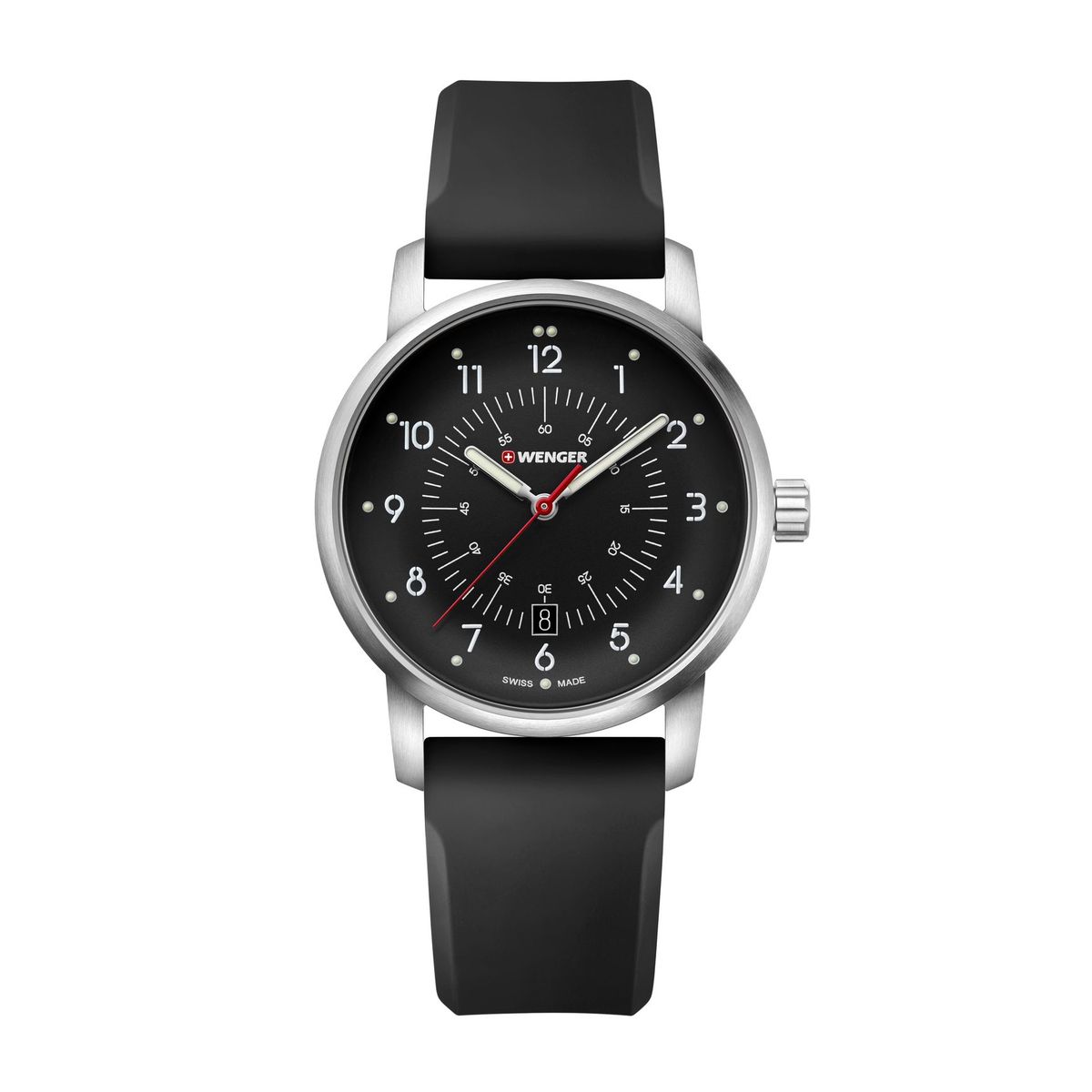 WENGER - Reloj Avenue 42 mm Correa silicona dial negro Wenger