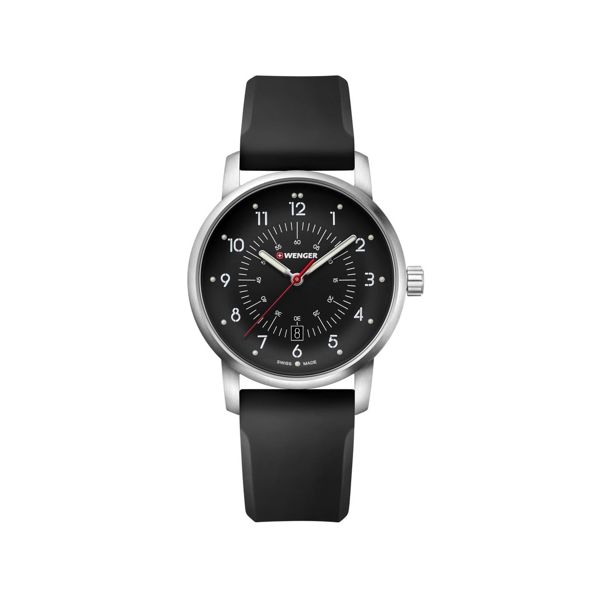 WENGER - Reloj Avenue 42 mm Correa silicona dial negro Wenger