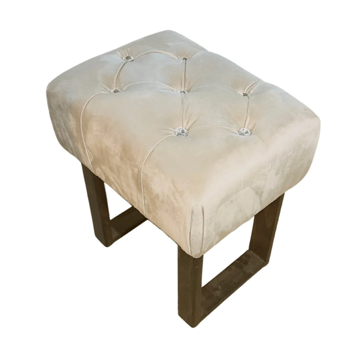 GENERICO - Banqueta Capitoné Beige Felpa Diamante Muebles Rimar