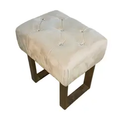 GENERICO - Banqueta Capitoné Beige Felpa Diamante Muebles Rimar