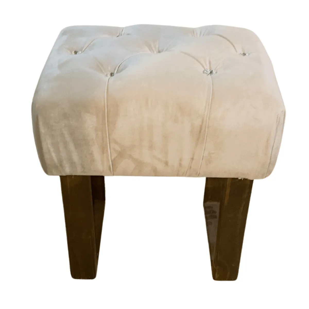 GENERICO - Banqueta Capitoné Beige Felpa Diamante Muebles Rimar