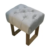 Banqueta Capitoné Gris Felpa Diamante Muebles Rimar