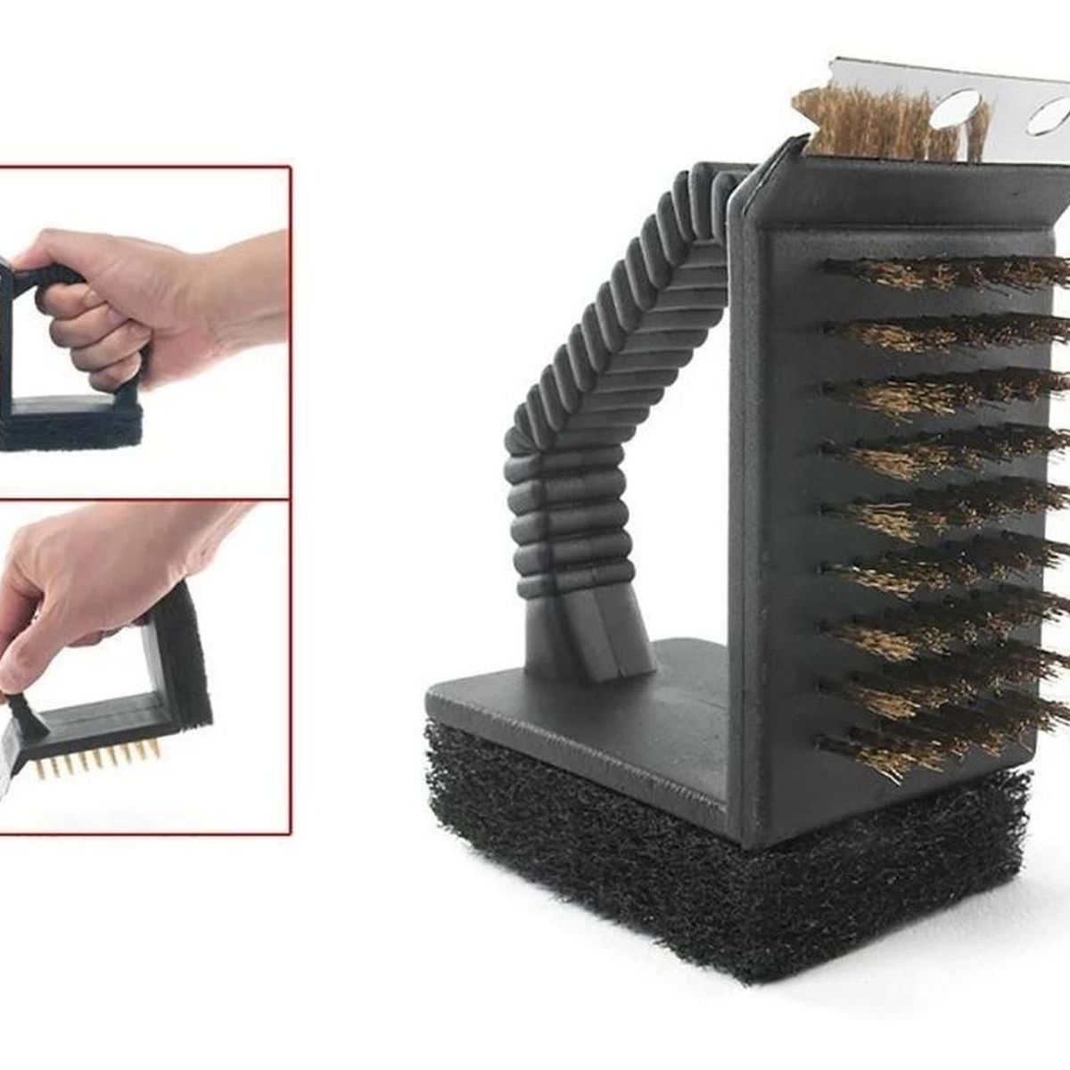 PARTYGLOBOS - Cepillo Limpia Parrilla 3 Caras Limpiador De Parrilla Asado