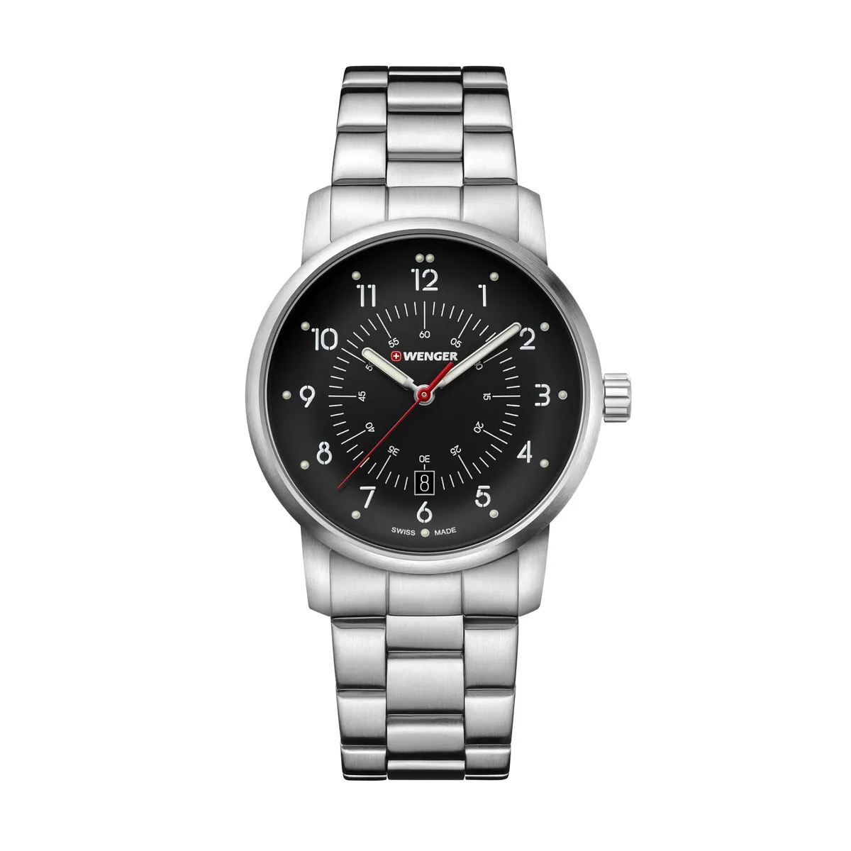 WENGER - Reloj Avenue 42 mm Correa acero dial negro Wenger