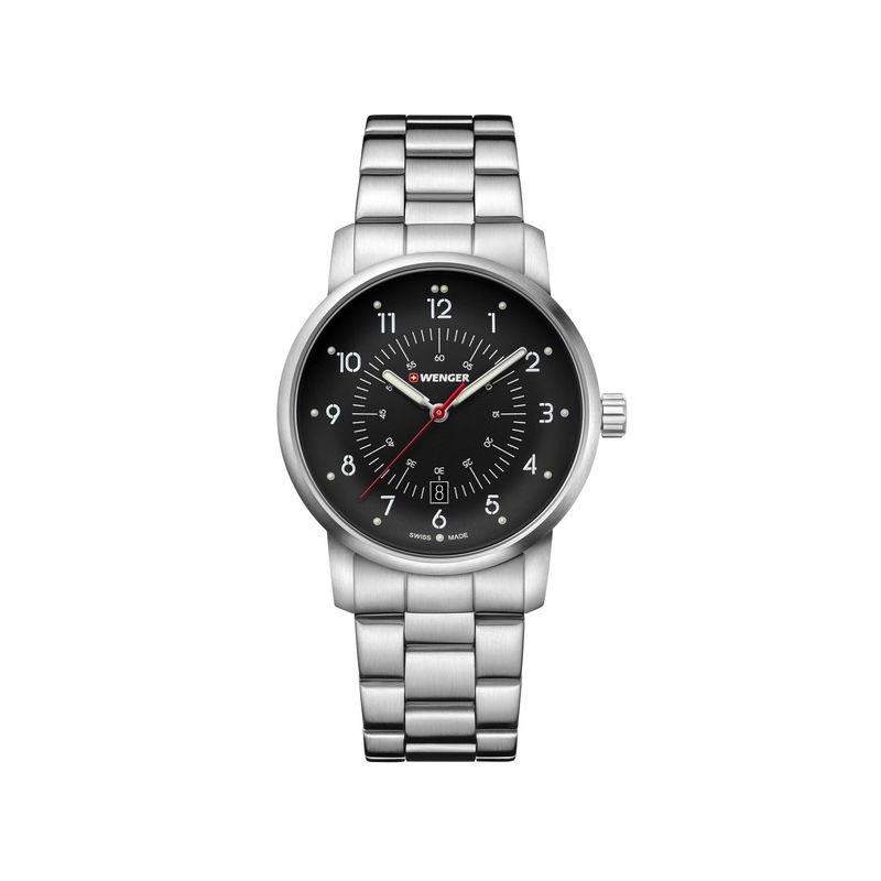 WENGER - Reloj Avenue 42 mm Correa acero dial negro Wenger