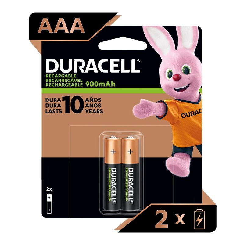 DURACELL - Pack 2 Pilas AAA Recargables Duracell 900mAh