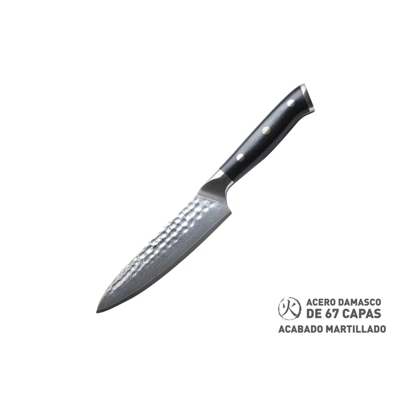 KANKA - KANKA - Cuchillo Multi Uso 13cm Acero Damasco 67 Capas - Mango G10