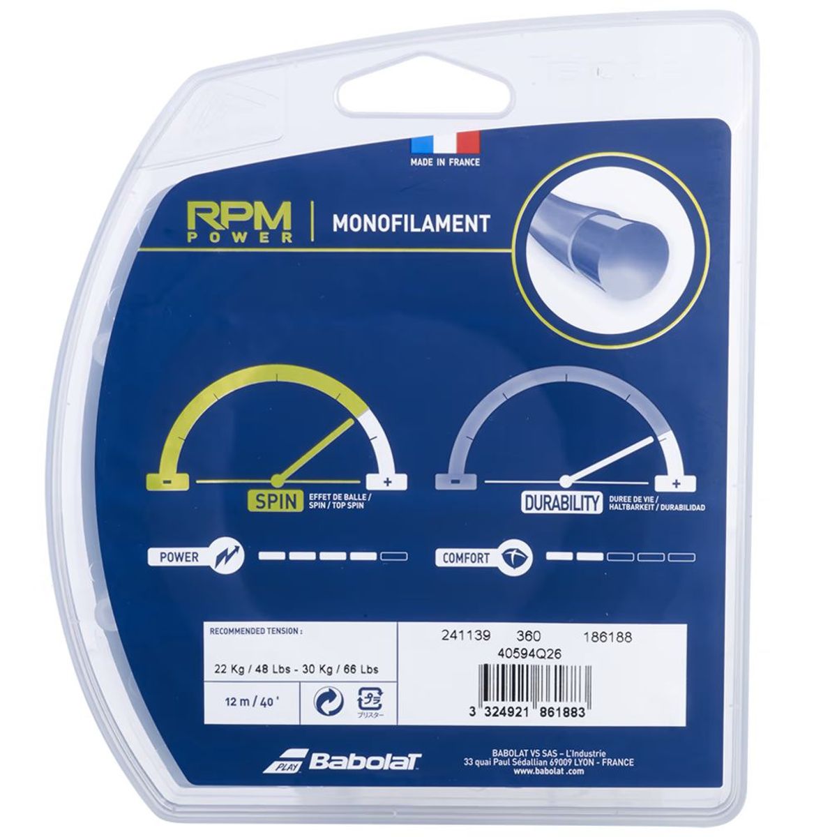 BABOLAT - CUERDA TENIS BABOLAT RPM POWER 12 MTS - 1.30 (MARRÓN)