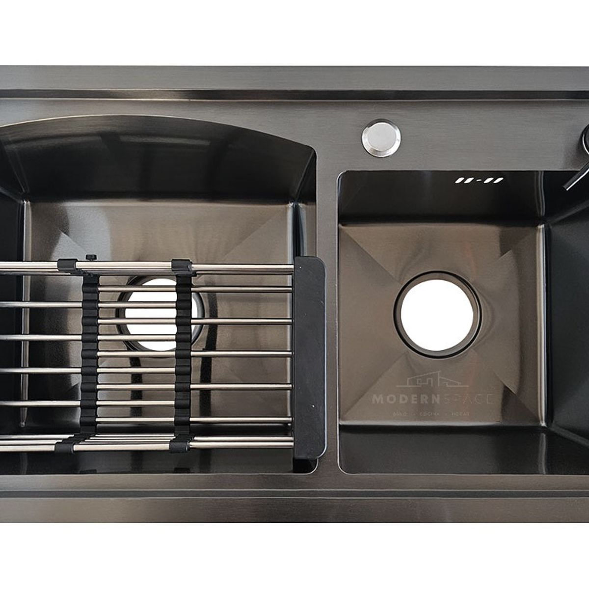 MODERN SPACE - Lavaplatos 78x43 Cm Negro Deluxe Sobre Poner Con Accesorios.