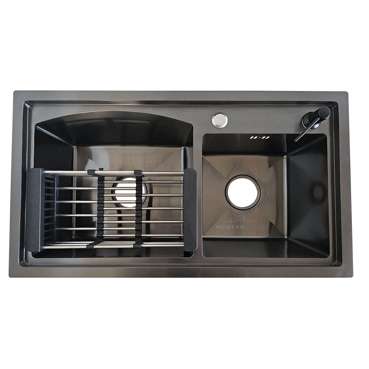 MODERN SPACE - Lavaplatos 78x43 Cm Negro Deluxe Sobre Poner Con Accesorios.