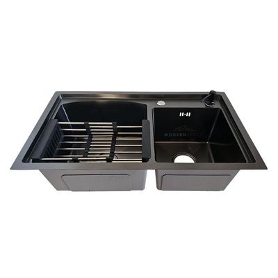 Imagen 2 del producto Lavaplatos 78x43 Cm Negro Deluxe Sobre Poner Con Accesorios.