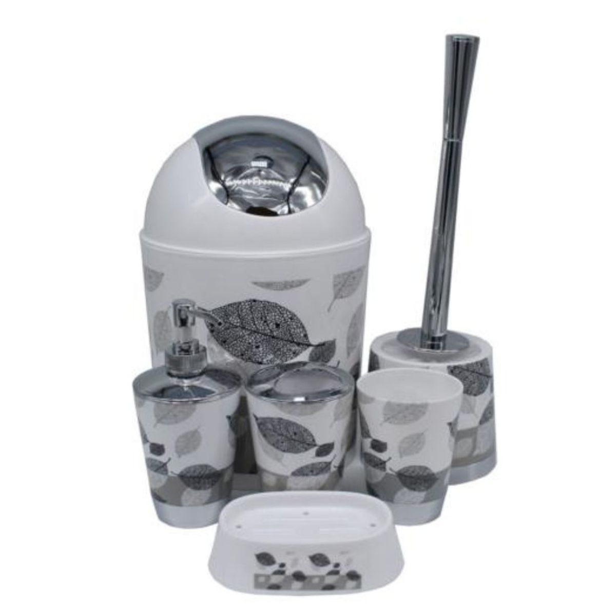 GENERICO - Set 6 accesorios de baño hojas negras