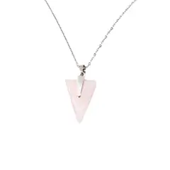 GENERICO - Collar Cuarzo Rosa en punta con acero