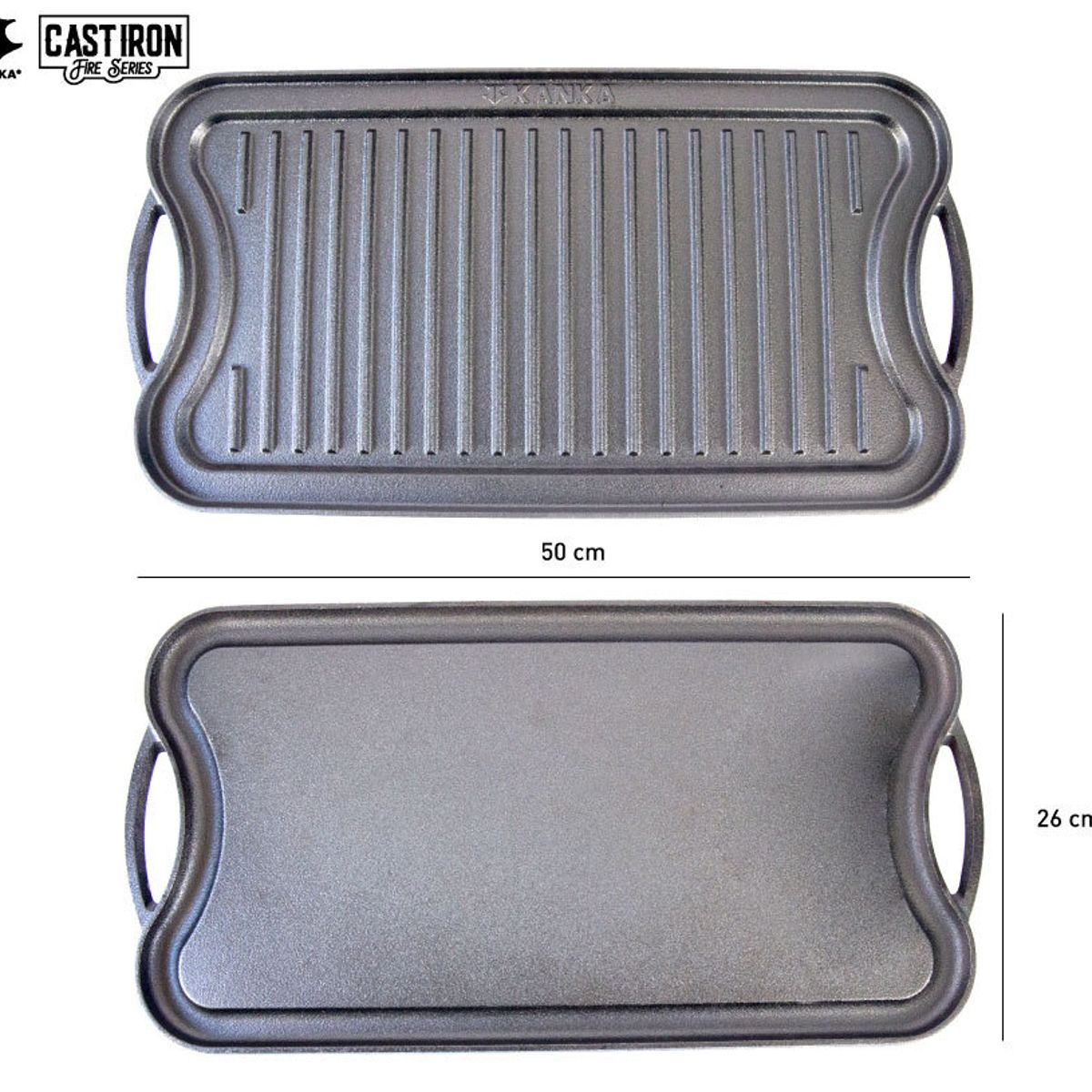 KANKA - KANKA - Plancha Reversible 2 en 1 de 50cm - Hierro Fundido