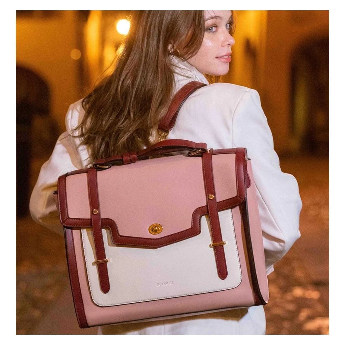 ECOSUSI - Ecosusi Maletín Vintage BELLADONNA para 14" - Rosado