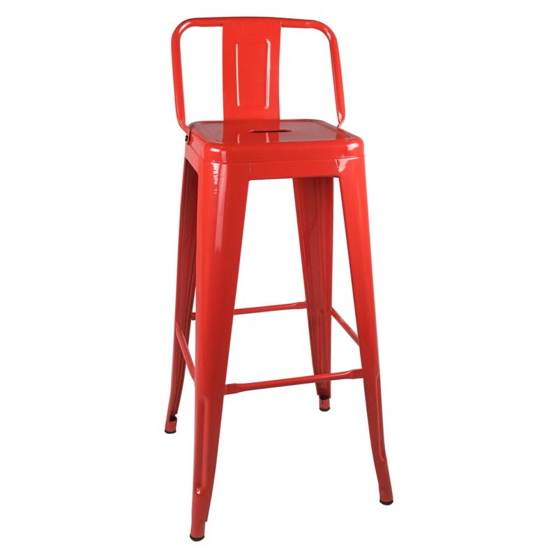 CASTLETEC - Taburete Piso Metal Tolix para con respaldo LF5-03HB  - rojo