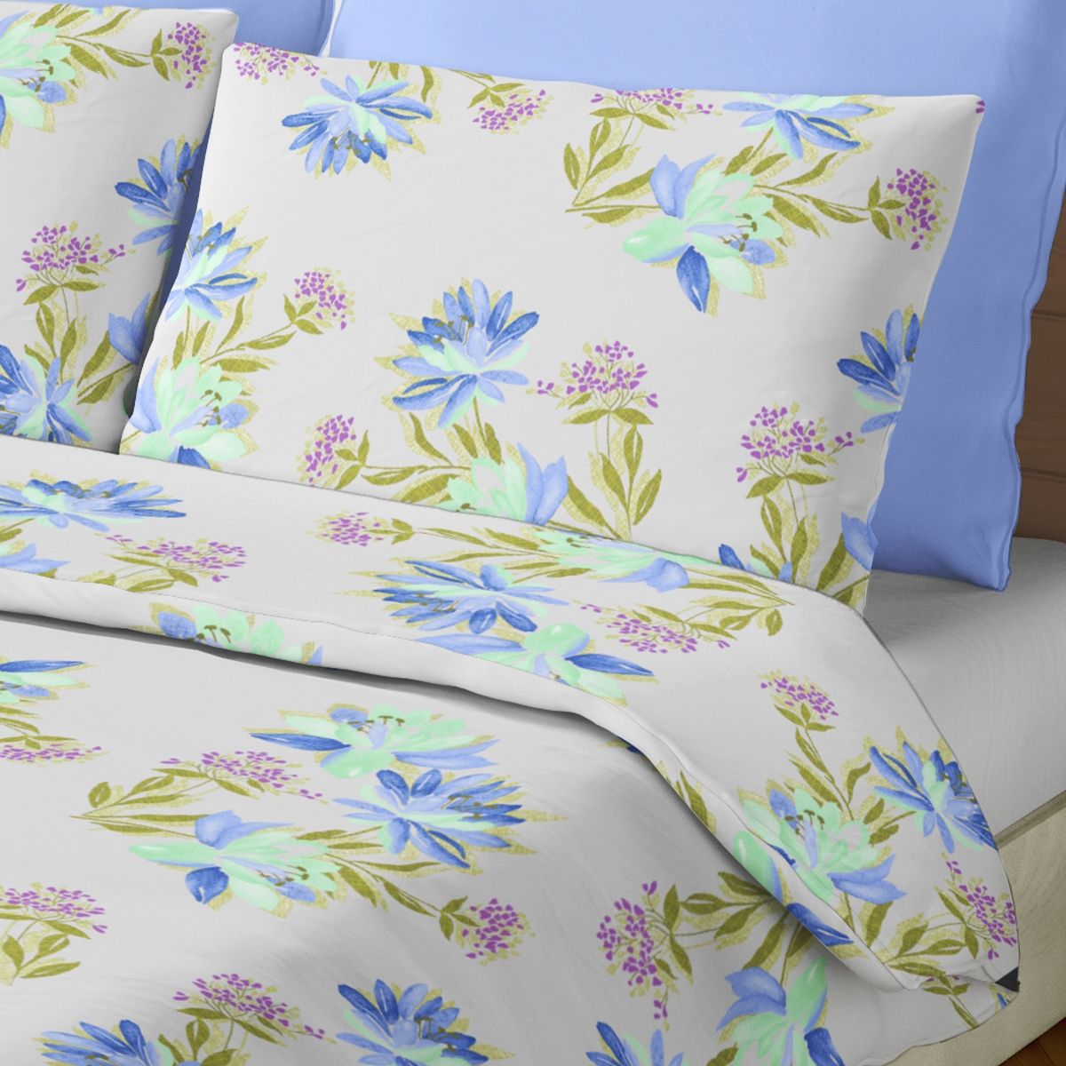 PALERMO - SET SABANA 144 HILOS LILUIM AZUL 1.5 PLAZAS