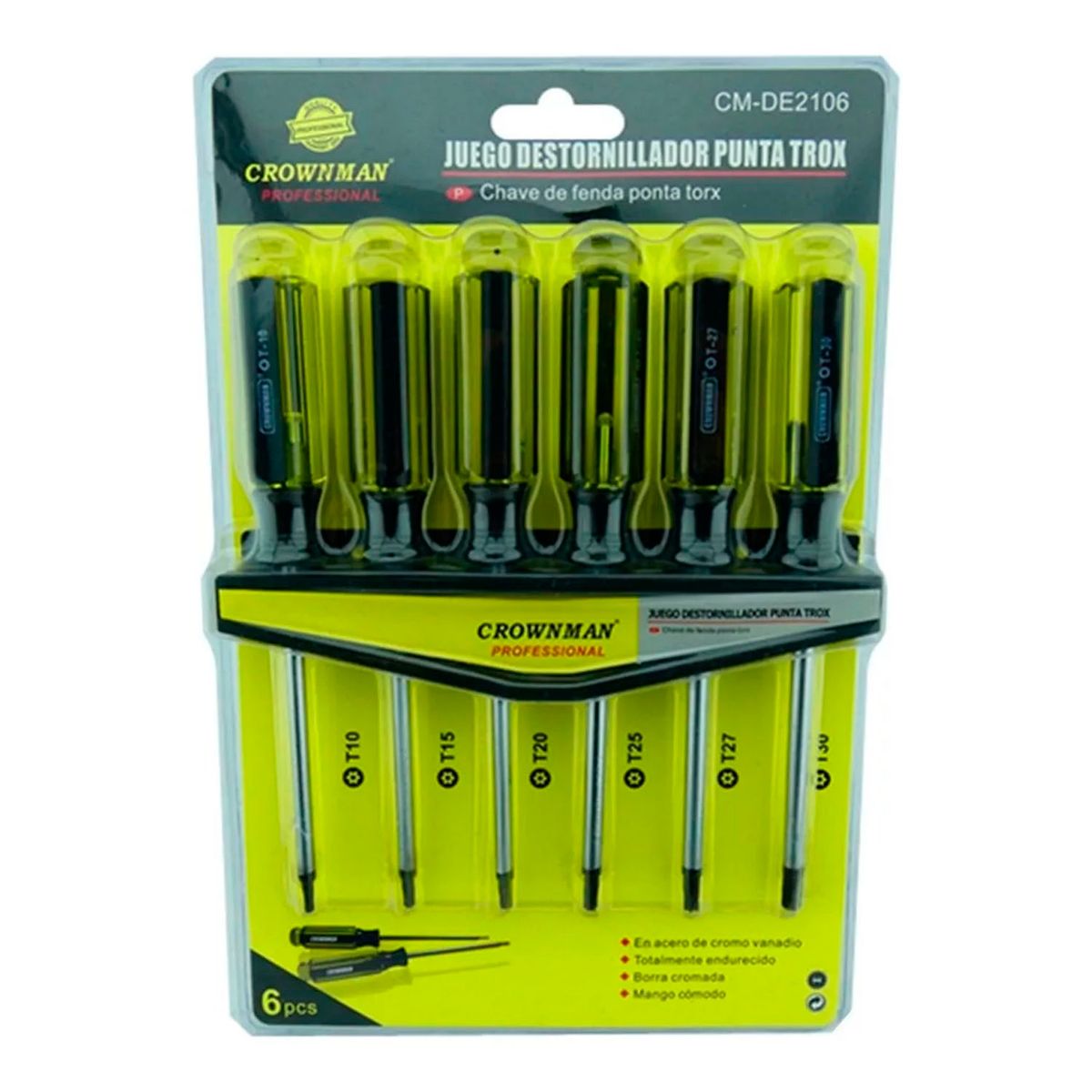 GENERICO - Kit Juego De Destornilladores Torx Estrella 6 Pieza Crownman