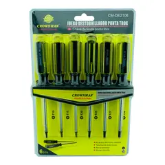 GENERICO - Kit Juego De Destornilladores Torx Estrella 6 Pieza Crownman