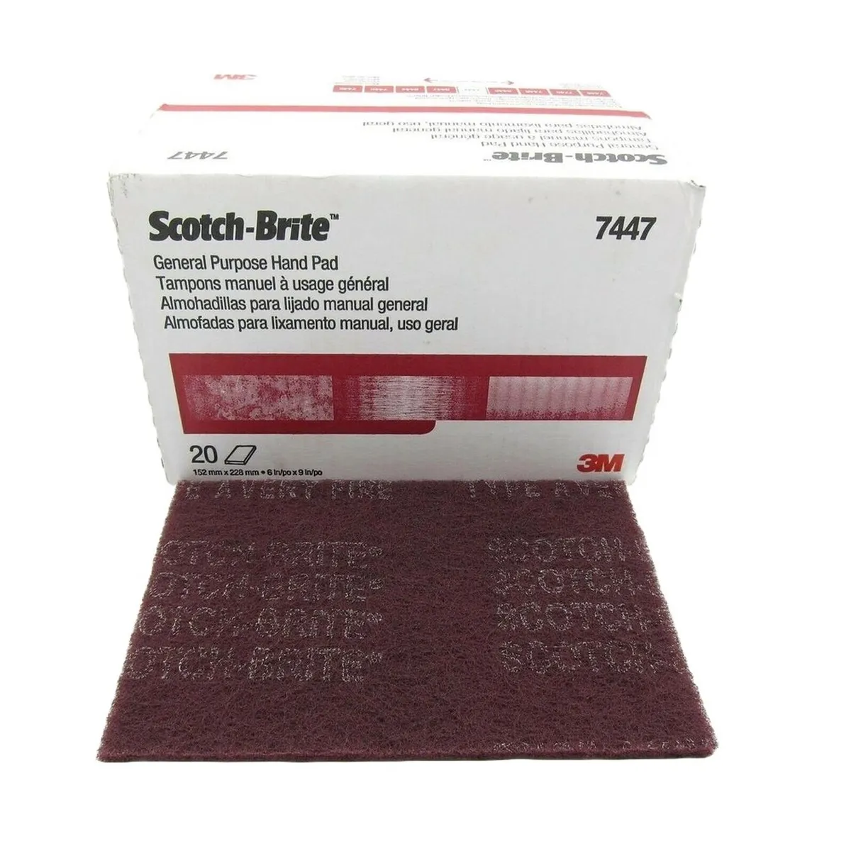3M - Pañete 3M Scotch-Brite™ 7447 Grado Muy Fino (Caja 20 un.) – Abrasivo de Óxido de Aluminio para Metales