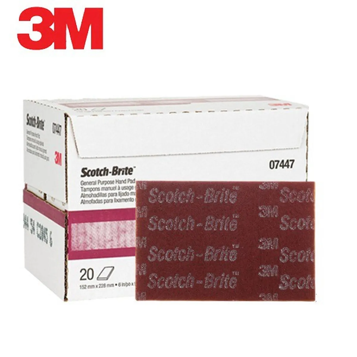 3M - Pañete 3M Scotch-Brite™ 7447 Grado Muy Fino (Caja 20 un.) – Abrasivo de Óxido de Aluminio para Metales