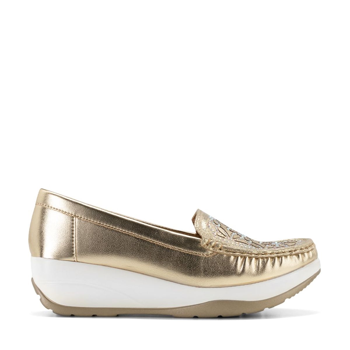 WEIDE - Mocasín Plataforma Dorado Casual GH89 Weide