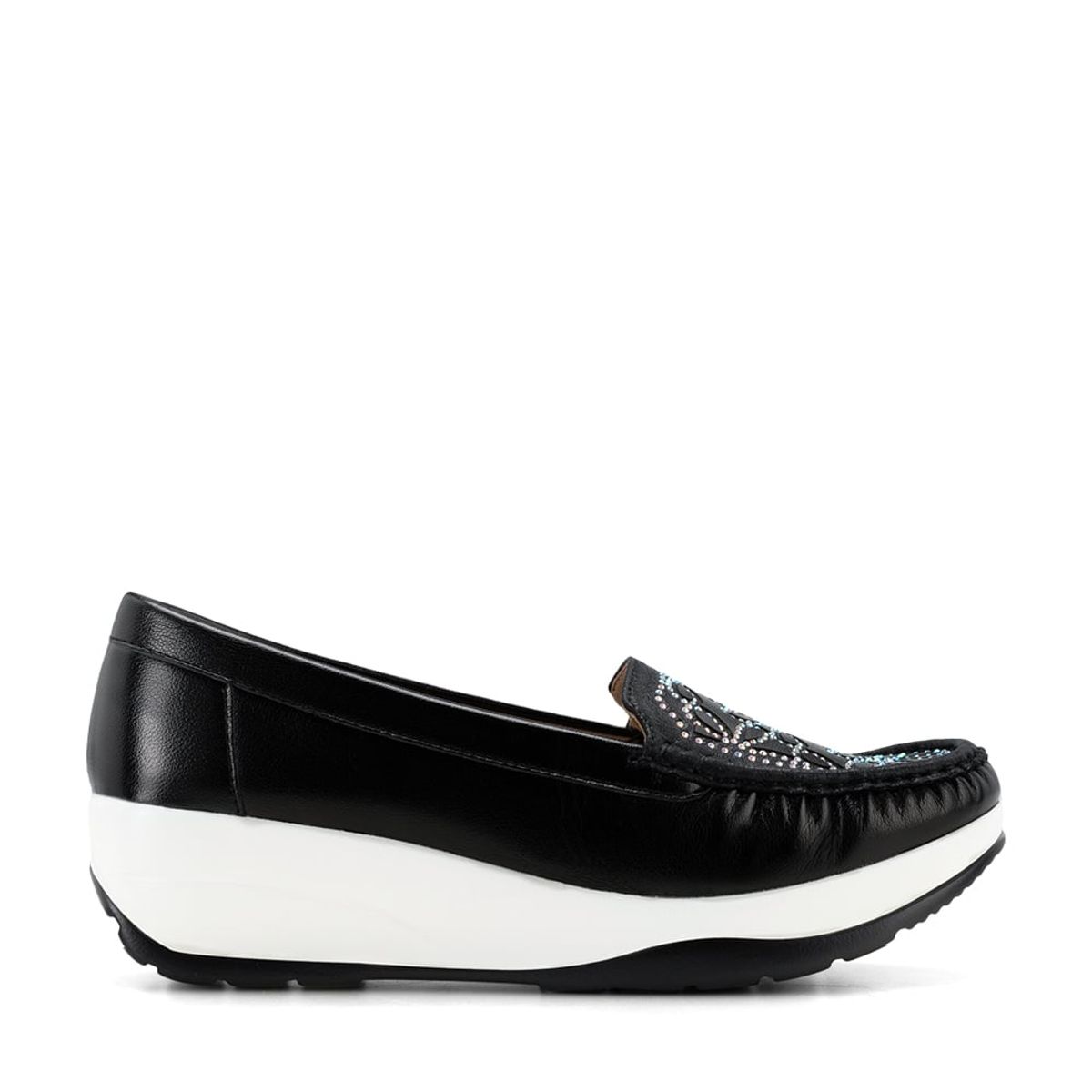 WEIDE - Mocasín Plataforma Negro Casual GH89 Weide