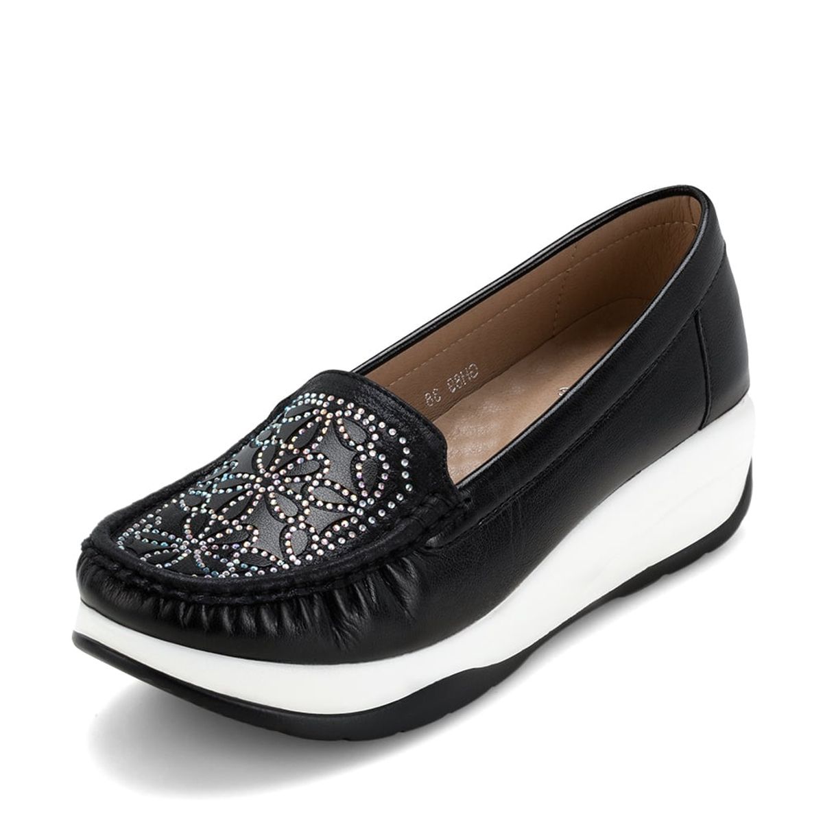 WEIDE - Mocasín Plataforma Negro Casual GH89 Weide