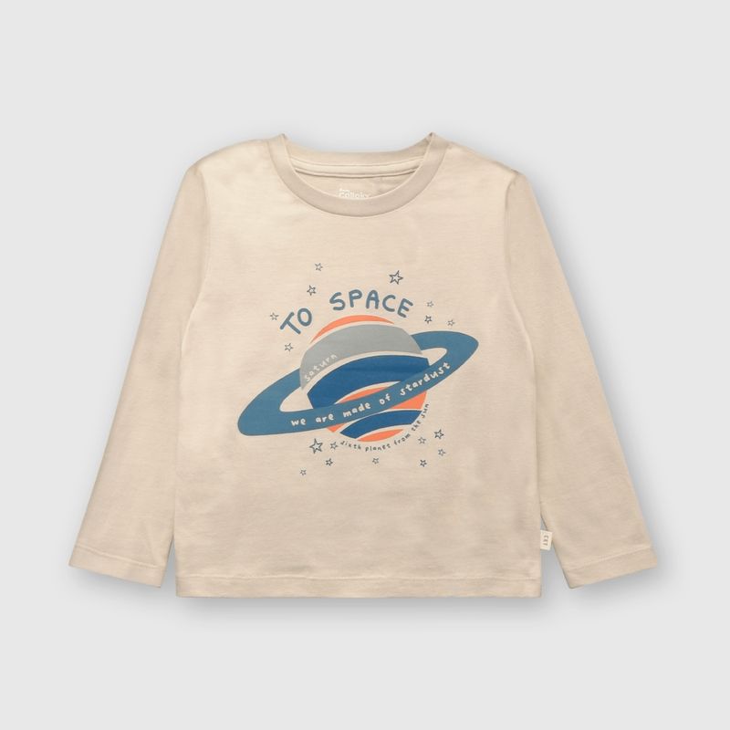 COLLOKY - Polera de bebé niño planeta avena (3 a 36 meses)