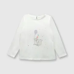 COLLOKY - Polera de bebé niña ardilla off white (3 a 36 meses)