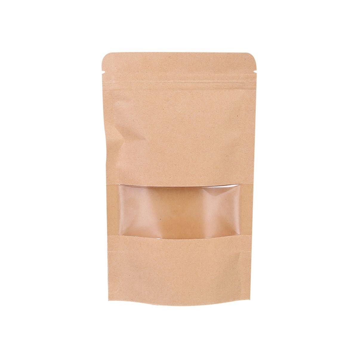 GENERICO - 100 Bolsa Doypack Kraft 12x20x4cm con Ventana Cierre Hermético