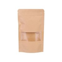 100 Bolsa Doypack Kraft 12x20x4cm con Ventana Cierre Hermético