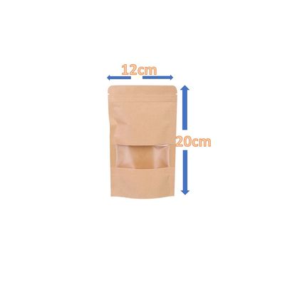 Imagen 2 del producto 100 Bolsa Doypack Kraft 12x20x4cm con Ventana Cierre Hermético