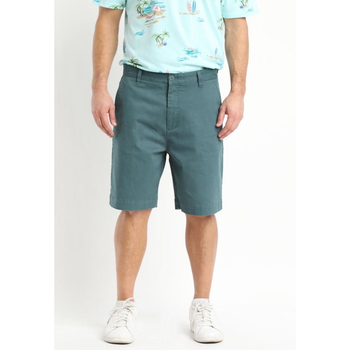 KOTTING - Bermuda Gabardina Frente Plano Verde KOTTING