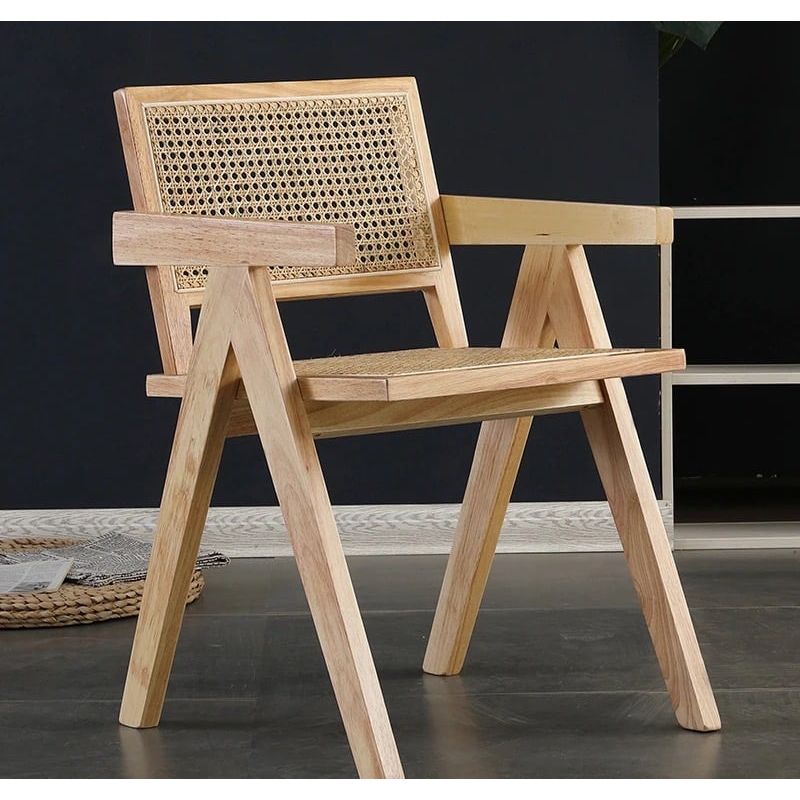 GENERICO - Silla o Sitial de madera y rattan Delhi natural