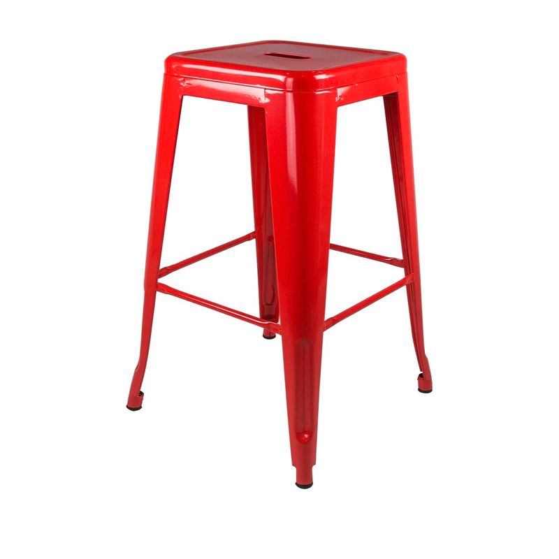 CASTLETEC - Pack 4 Taburetes Pisos Metal Tolix para Comedor Bar 66cm - Rojo