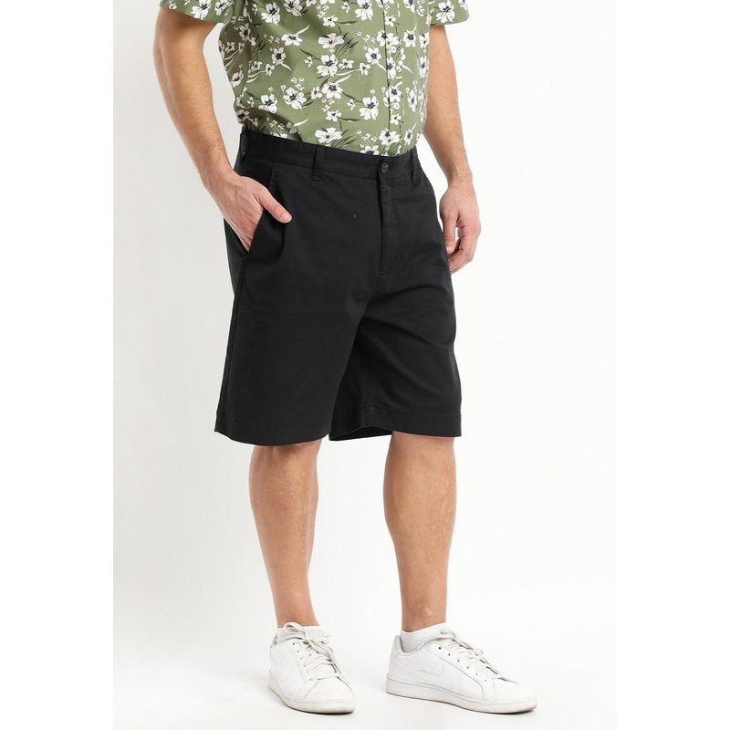 KOTTING - Bermuda Gabardina Frente Plano Negro KOTTING