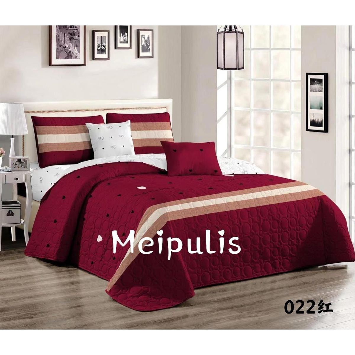 GENERICO - Cobertor Quilts de verano 1,5 Plaza Burdeo diseño