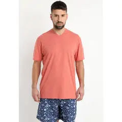 KOTTING - Polera Jersey Melange Cuello V Naranja