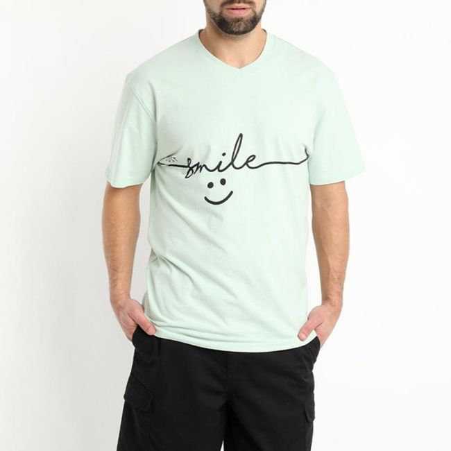 KOTTING - Polera Jersey Estampada Cuello V Verde Claro KOTTING