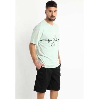 Imagen 2 del producto Polera Jersey Estampada Cuello V Verde Claro