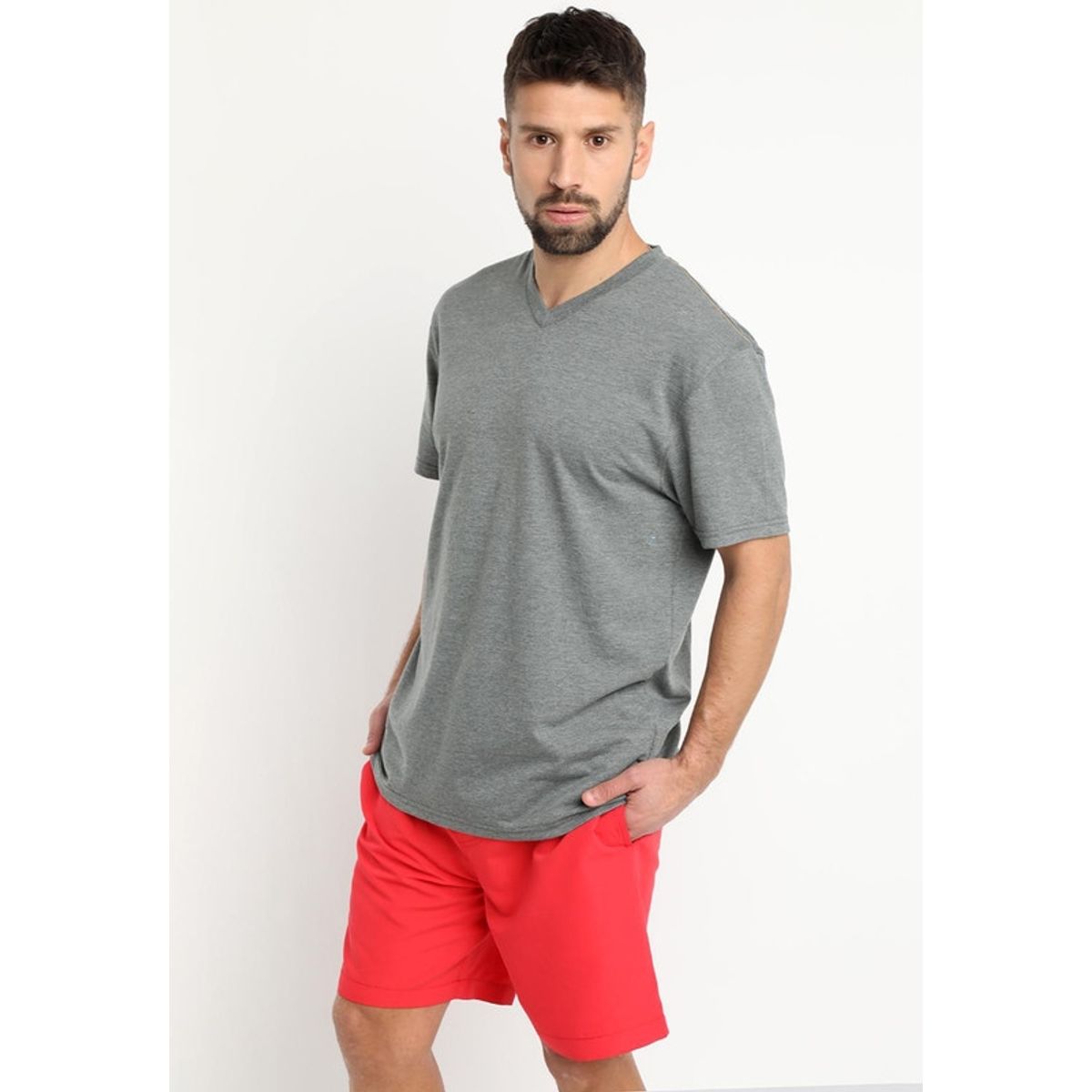 KOTTING - Polera Jersey Melange Cuello V Gris KOTTING