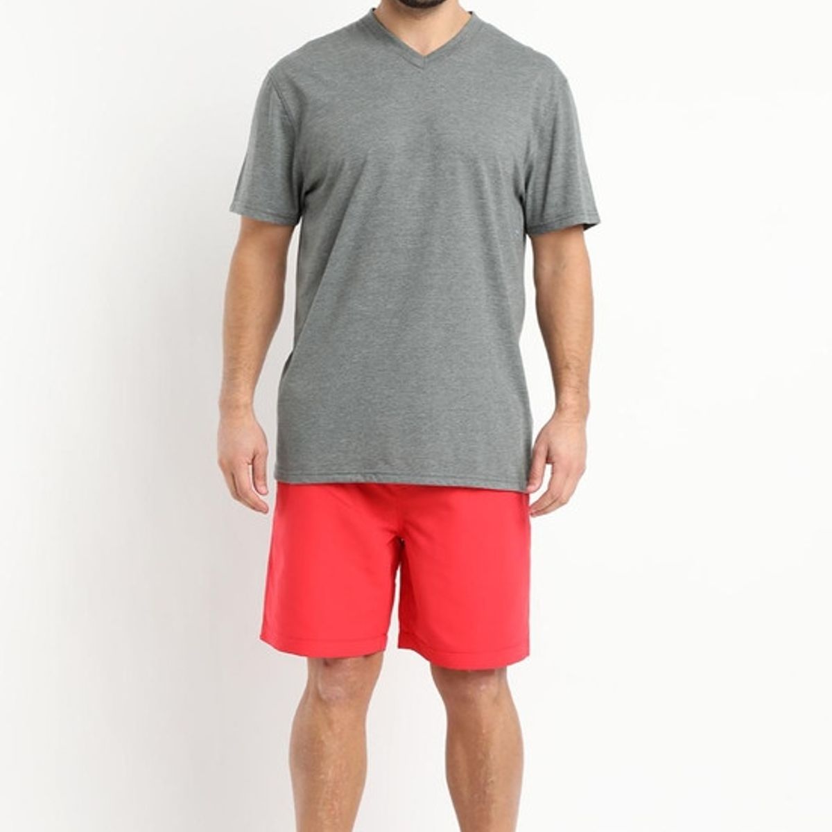 KOTTING - Polera Jersey Melange Cuello V Gris KOTTING