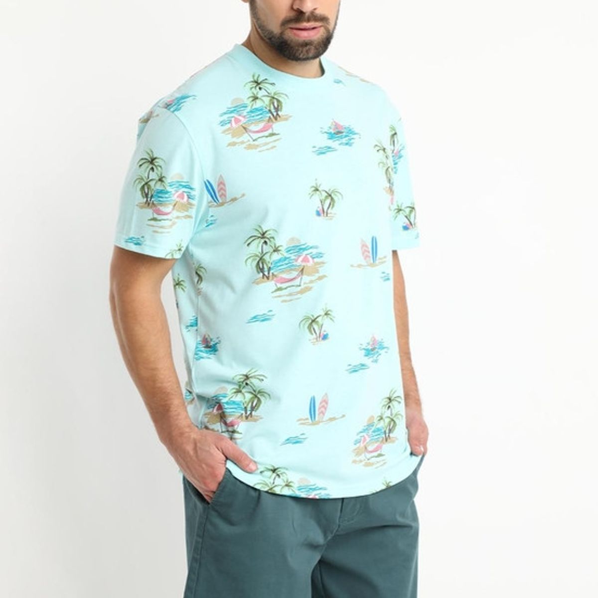 KOTTING - Polera Jersey Print Celeste KOTTING