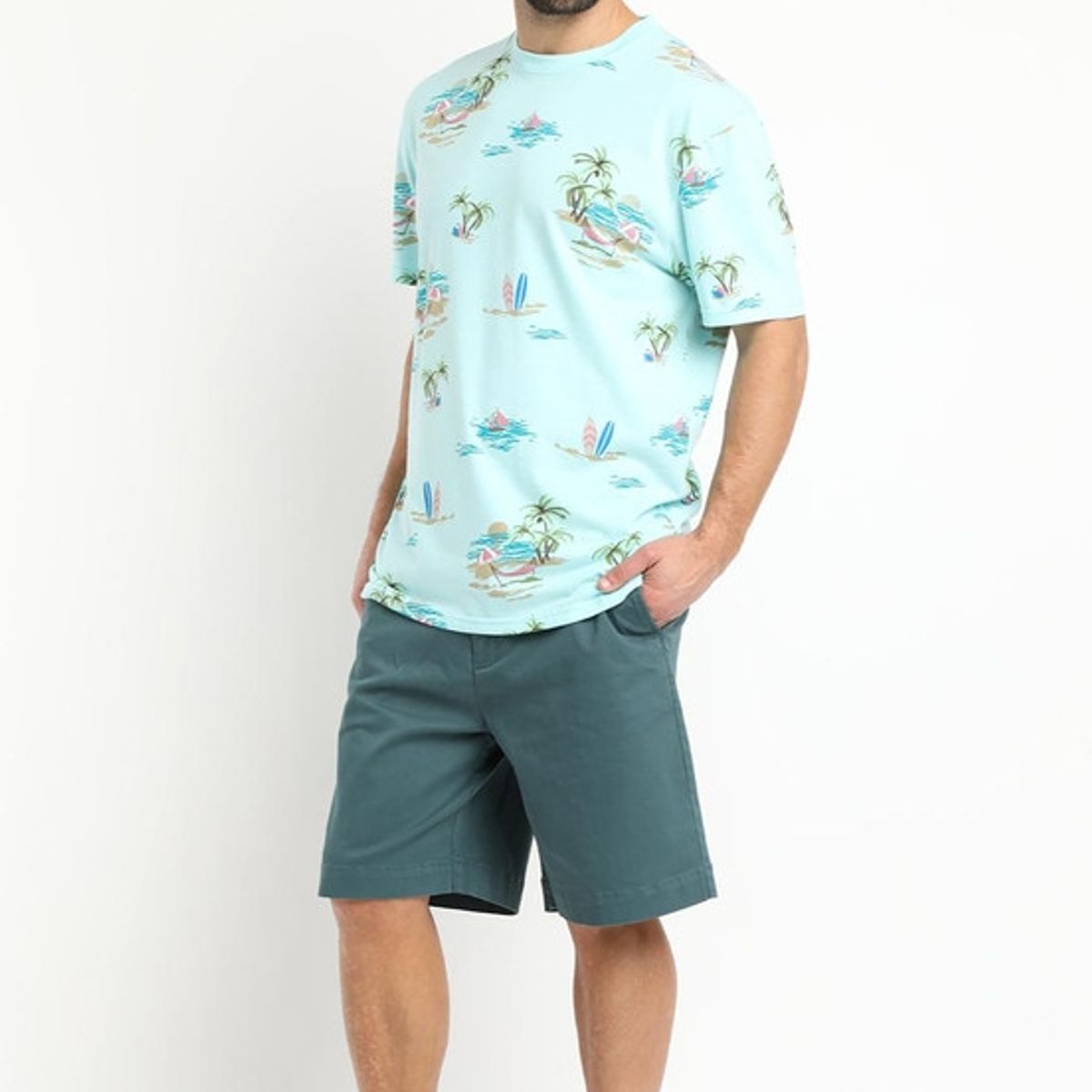 KOTTING - Polera Jersey Print Celeste KOTTING