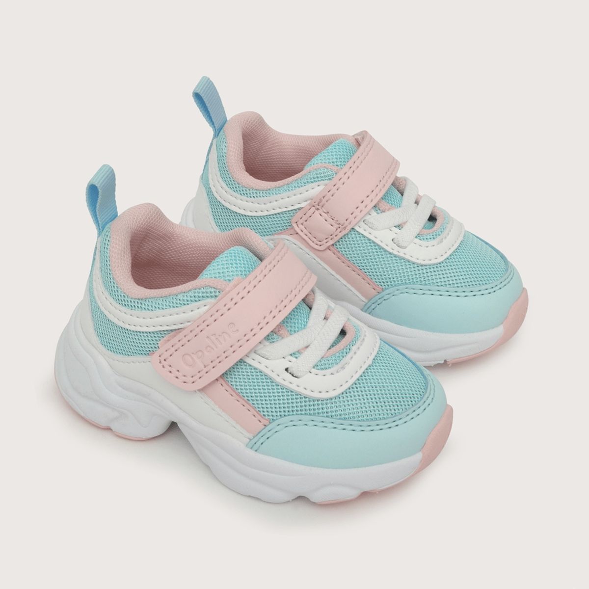 OPALINE - Zapatilla de niña chunky colores velcro elástico menta (20-29)