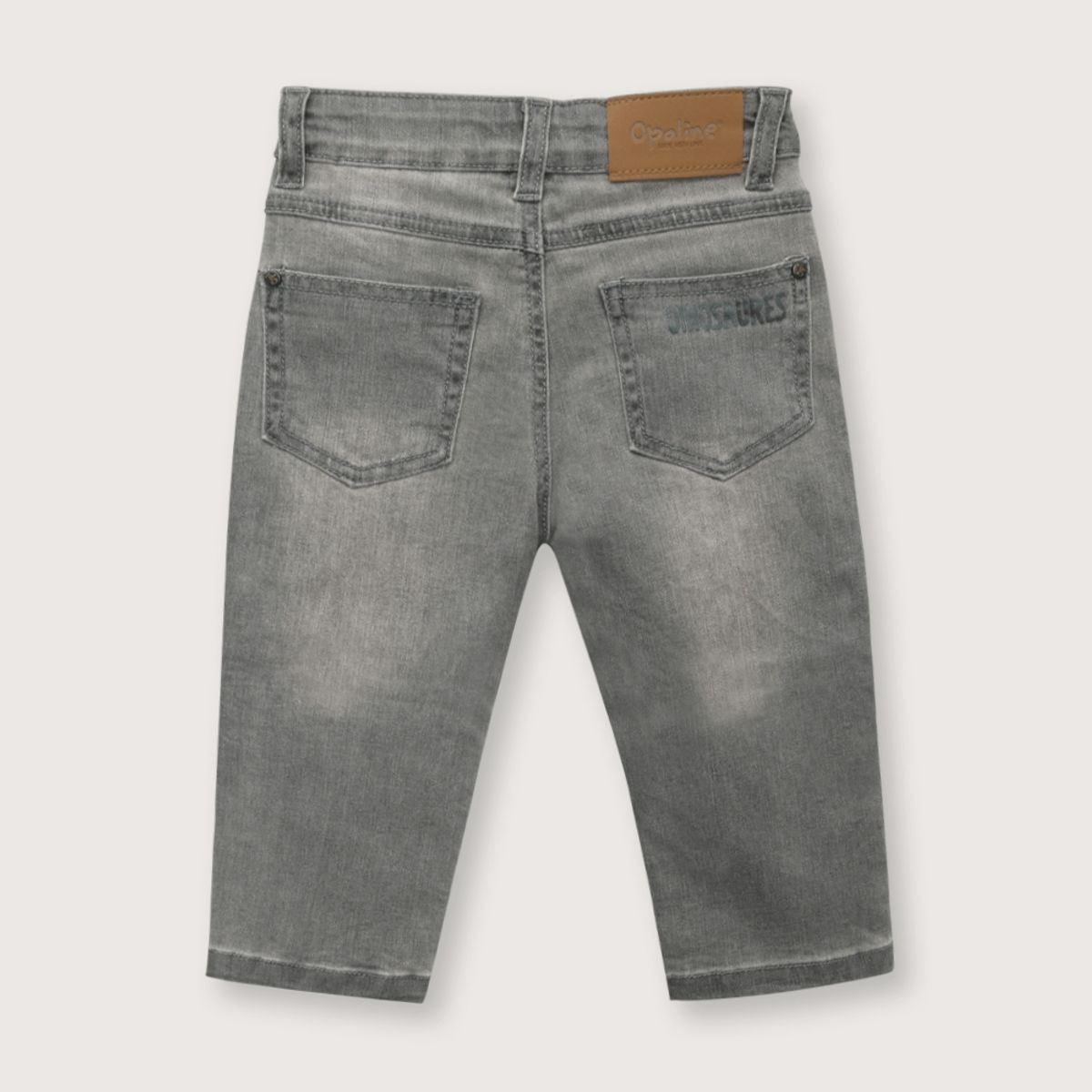 OPALINE - Jeans de niño dino gris (6M - 4A)