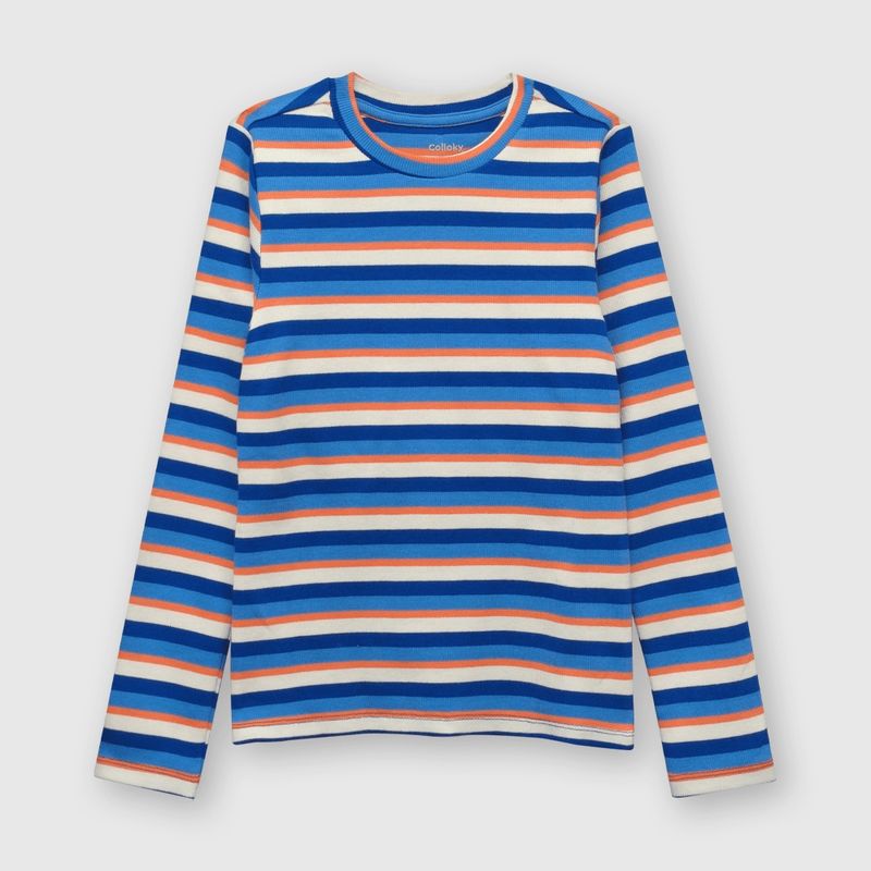COLLOKY - Polera de niña listada azulino (2 a 12 años) 8 8