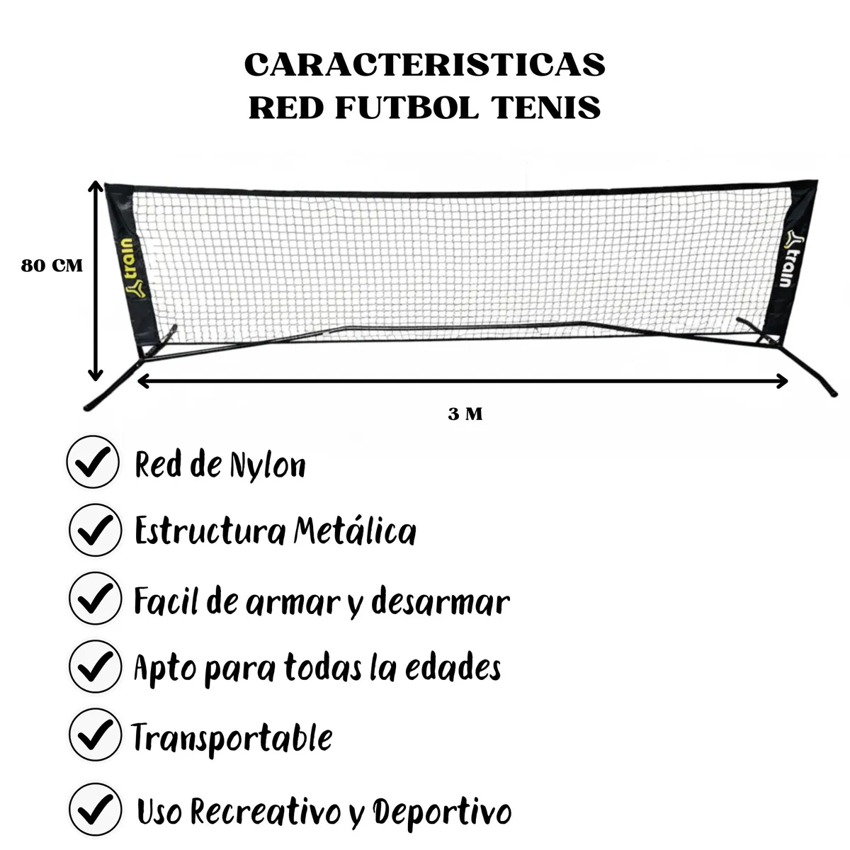 TRAIN - Red Futbol Tenis Badminton Con Bolsoy Soporte